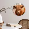 Koe- Schotse hooglander - Hoorns - Bruin - Landschap Wandcirkel kunststof plaat 5mm dik klein -sfeer4