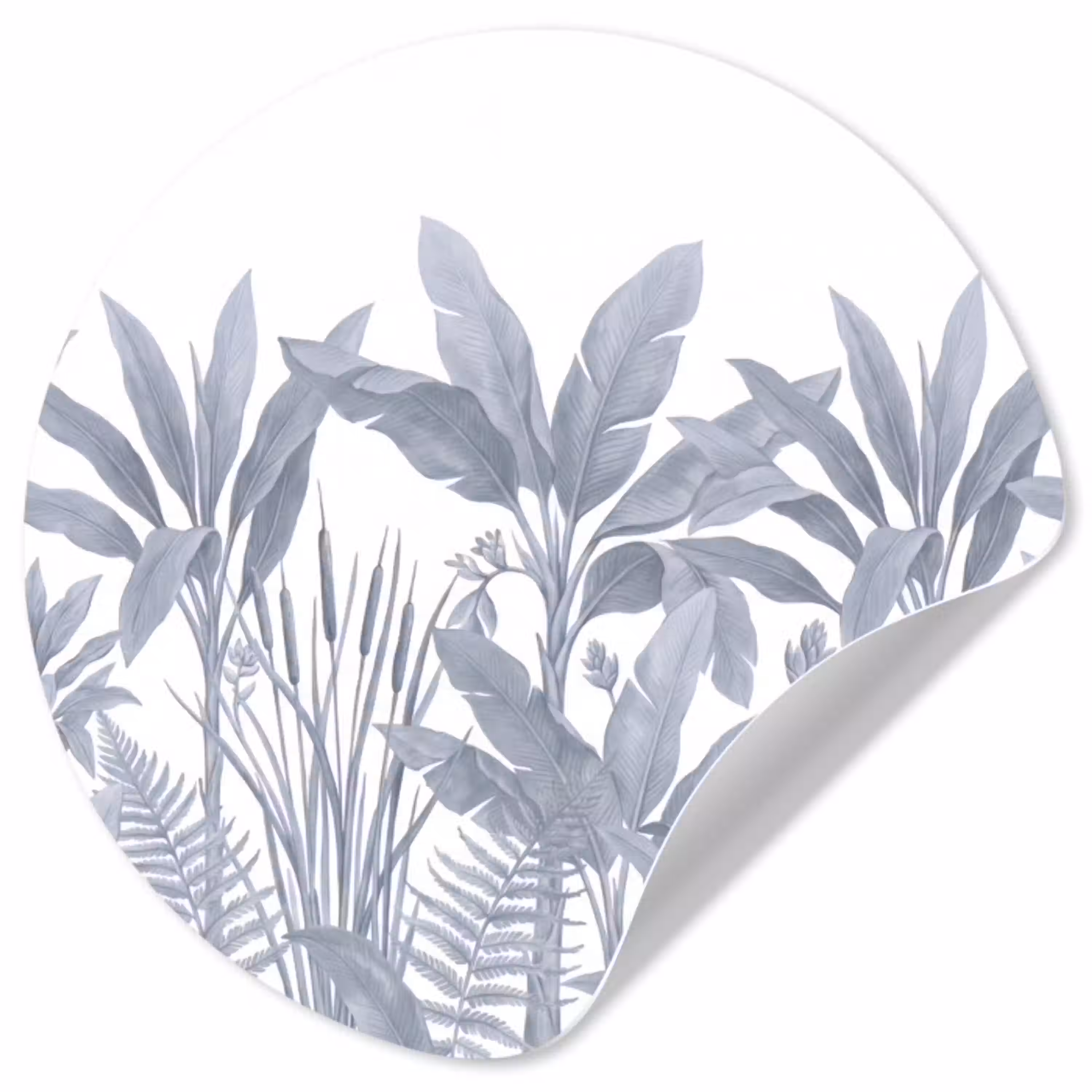 Planten - Bladeren - Natuur - Grijs Wandcirkel behangsticker klein -3d