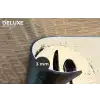 Zwart - Bestek - Rondje Placemat vinyl groot -closeup