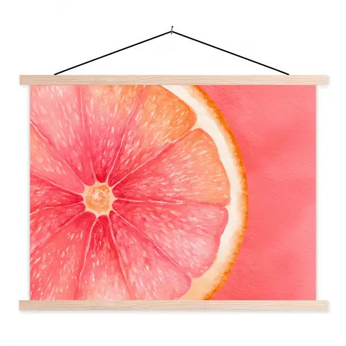 Grapefruit - Roze - Levendig textielposter latten blank klein -3d
