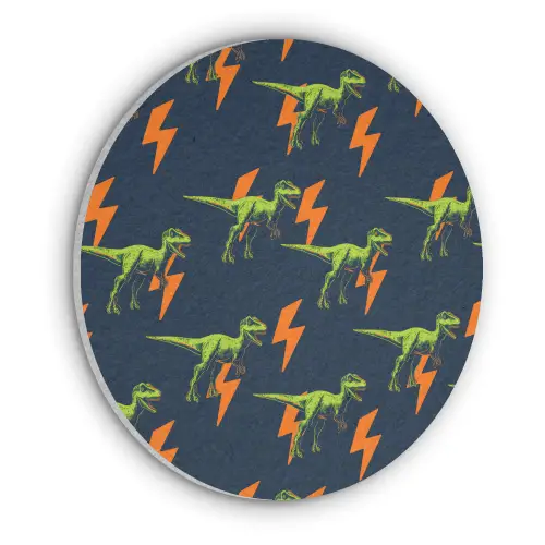Bliksemschichten - Oranje - Dinosaurussen Akoestische PET Vilt - Rond klein -3d