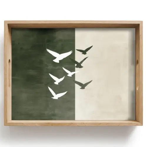 Japandi - Vogel - Groen Dienblad Rechthoek middel -z3d_shopping