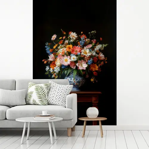 Boeket - Roze - Bloemen - Vaas fotobehang vinyl groot -woonkamer