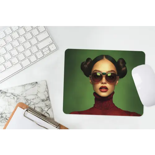 Vrouw - Groen - Bril - Aesthetic - Modern muismat rubber klein -witbureau