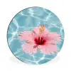 Hibiscus - Water - Roze Wandcirkel aluminium klein -3d