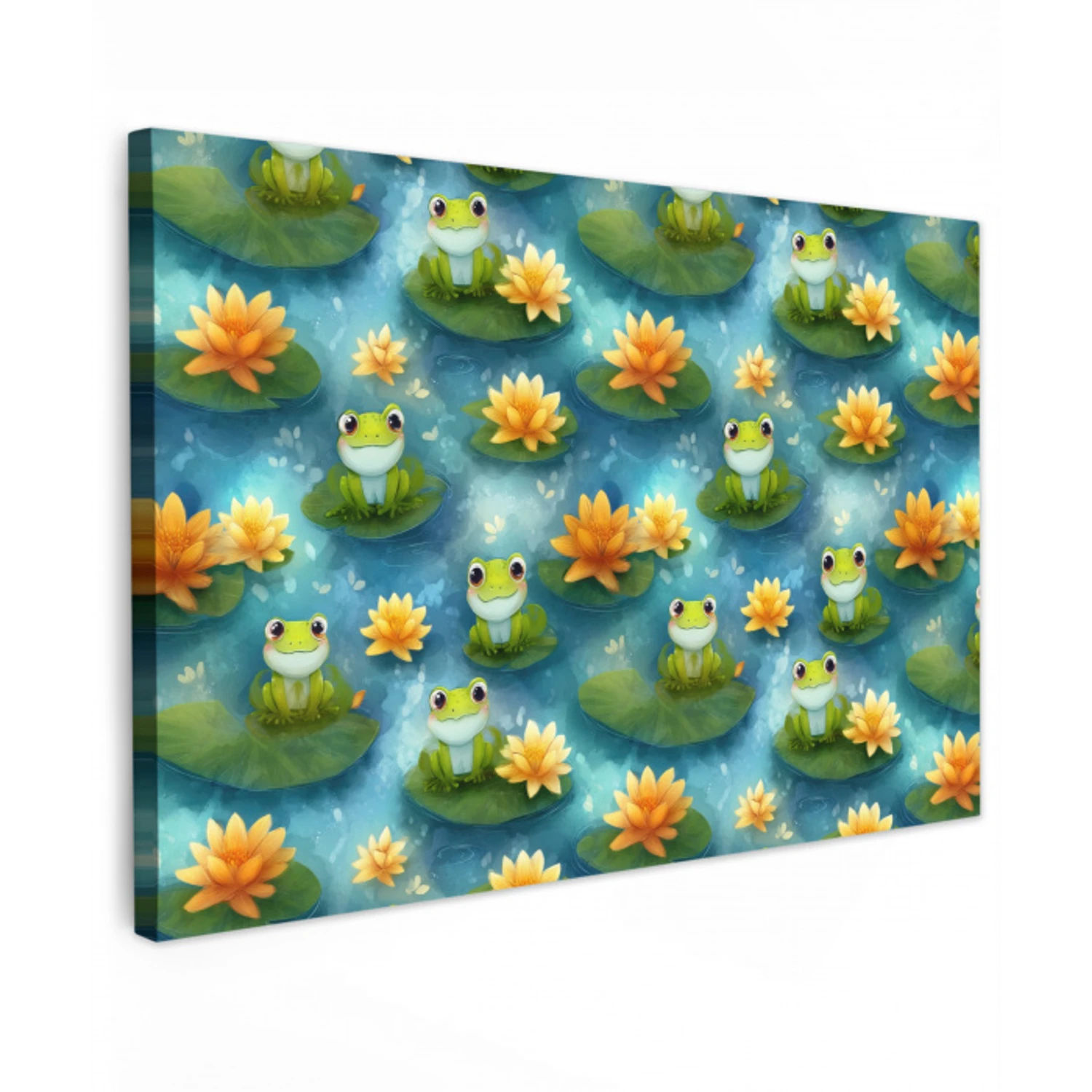 Kikker - Lelies - Groen canvas 2cm klein 34 -z3d