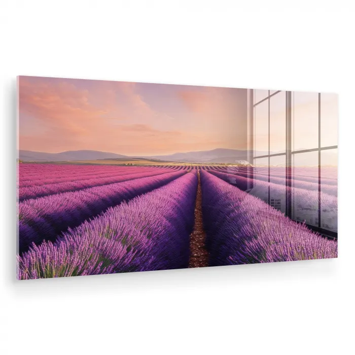 Lavendelveld - Zonsondergang - Paars - Bloemen plexiglas 5mm klein -zzzproduct_nieuw