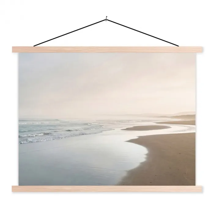 Kustlijn - Strand - Oceaan textielposter latten blank klein -3d