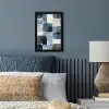 Patroon - Blauw - Vierkanten fotolijst zwart zonder passe partout klein -sfeer3