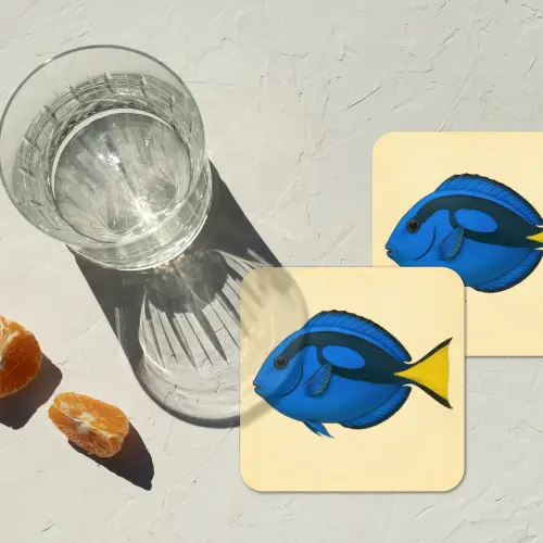 Blauw - Dory - Vis - Staartvin onderzetter kurk middel -sfeer4