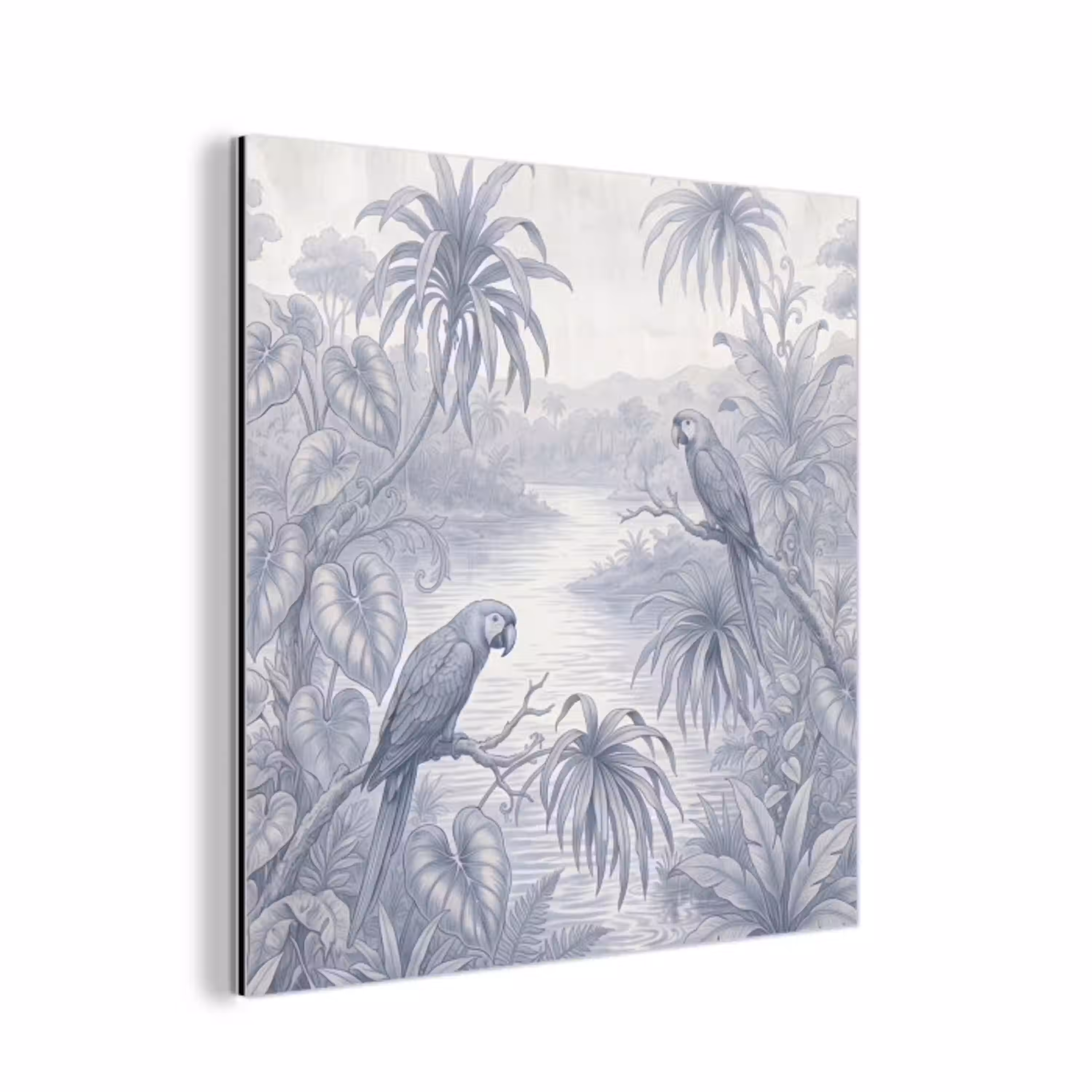 Vogel - Rivier - Tropisch - Illustratie - Blauw aluminium wit klein -3d
