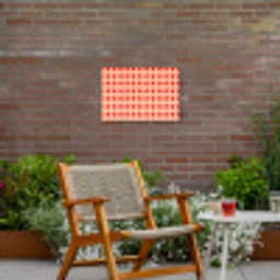 Patroon - Sterren - Rood Tuinposter op houten frame 2 cm dik klein 845 -sfeer3