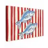 Vissen - Verticale strepen - Blauw - Rood canvas 2cm klein -z3d