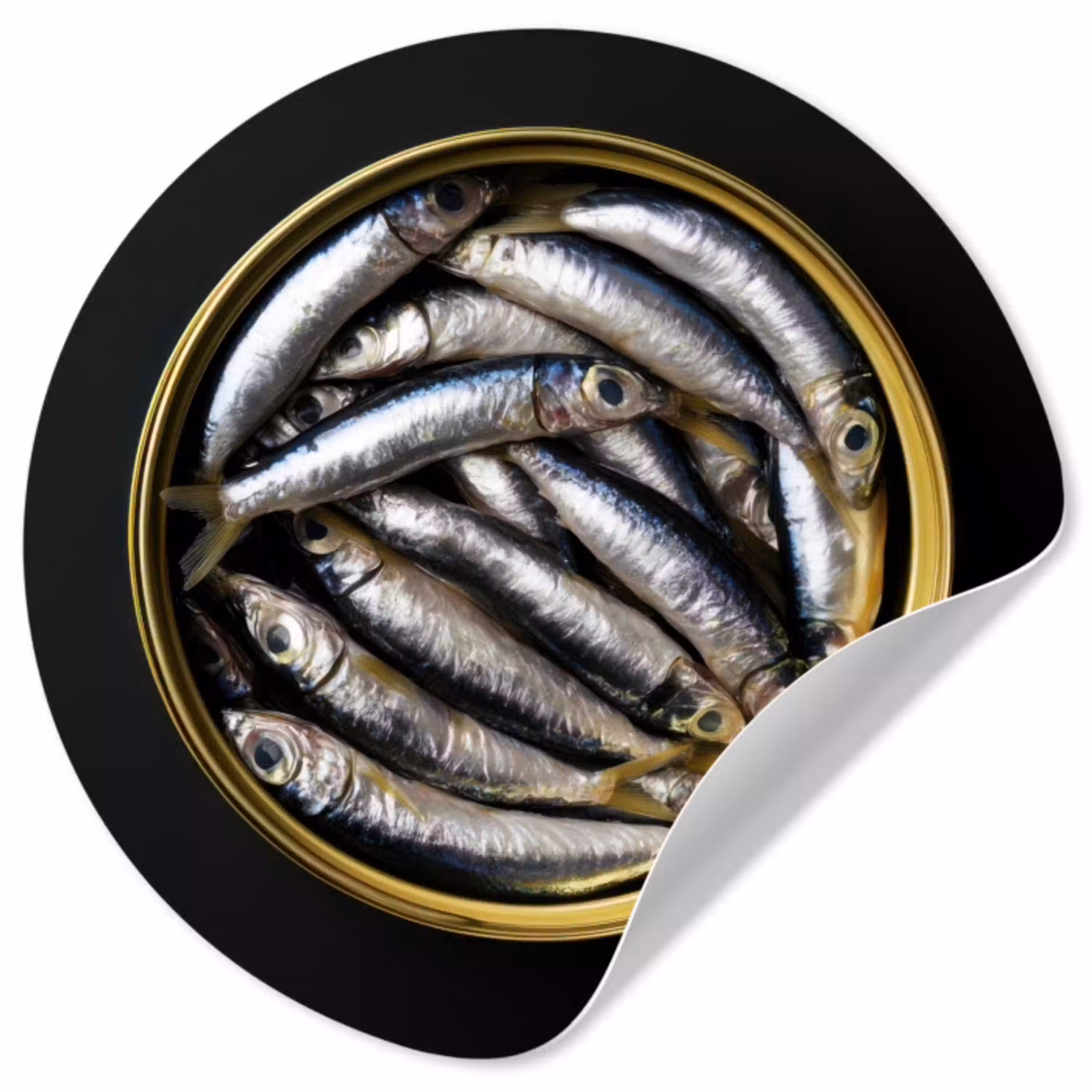 Sardines - Vissen - Rond - Zwart Wandcirkel behangsticker klein -3d