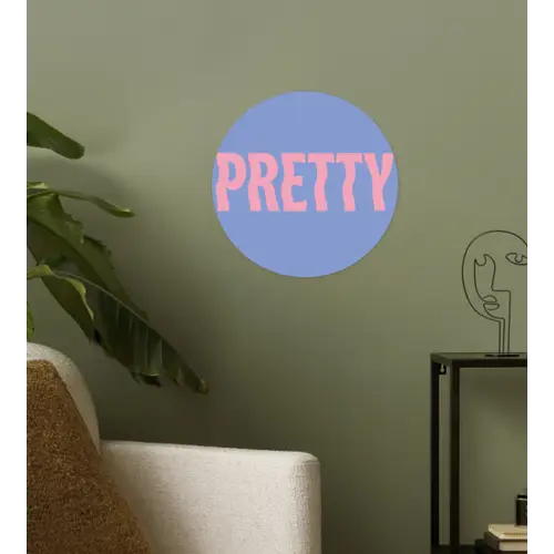 Pretty - Roze - Blauw - Golvend Wandcirkel behangsticker klein -sfeer2
