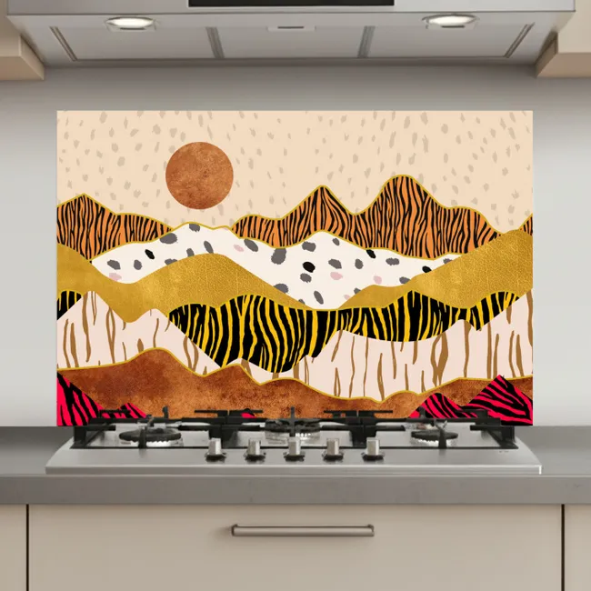 Tijgerprint - Pastel - Goud - Print - Tijger - Abstract keuken achterwand spatscherm klein -3d_website