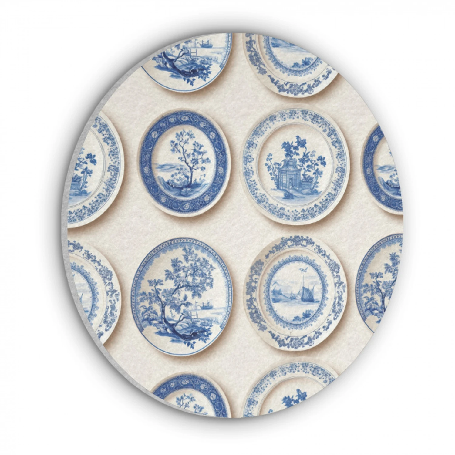 Borden - Bomen - Planten - Blauw Akoestische PET Vilt - Rond klein 838 -3d