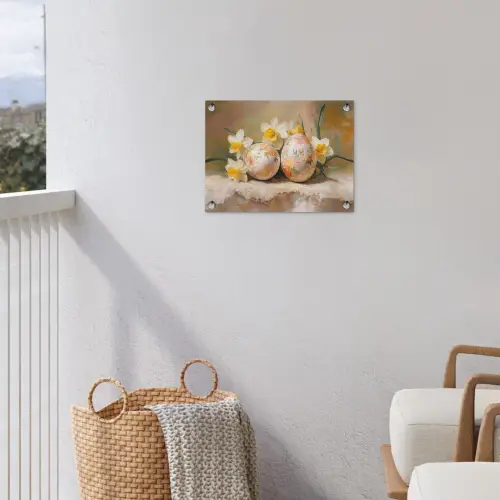 Bloemen - Eieren - Geschilderd tuinposter los doek klein -sfeer8
