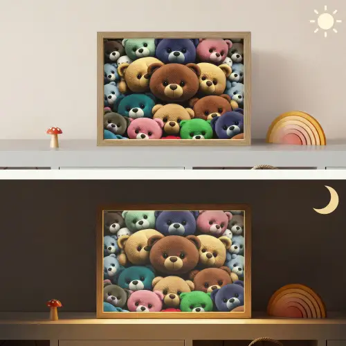 Knuffelbeer - Teddy - Design - Kids Light Box met batterij (Wandlamp kind) middel -sfeer3_kind