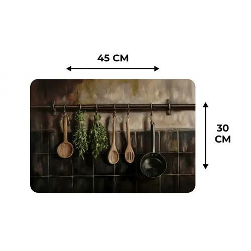 Keukengerei - Rustiek - Tegels - Kruiden Placemat vinyl groot -specs
