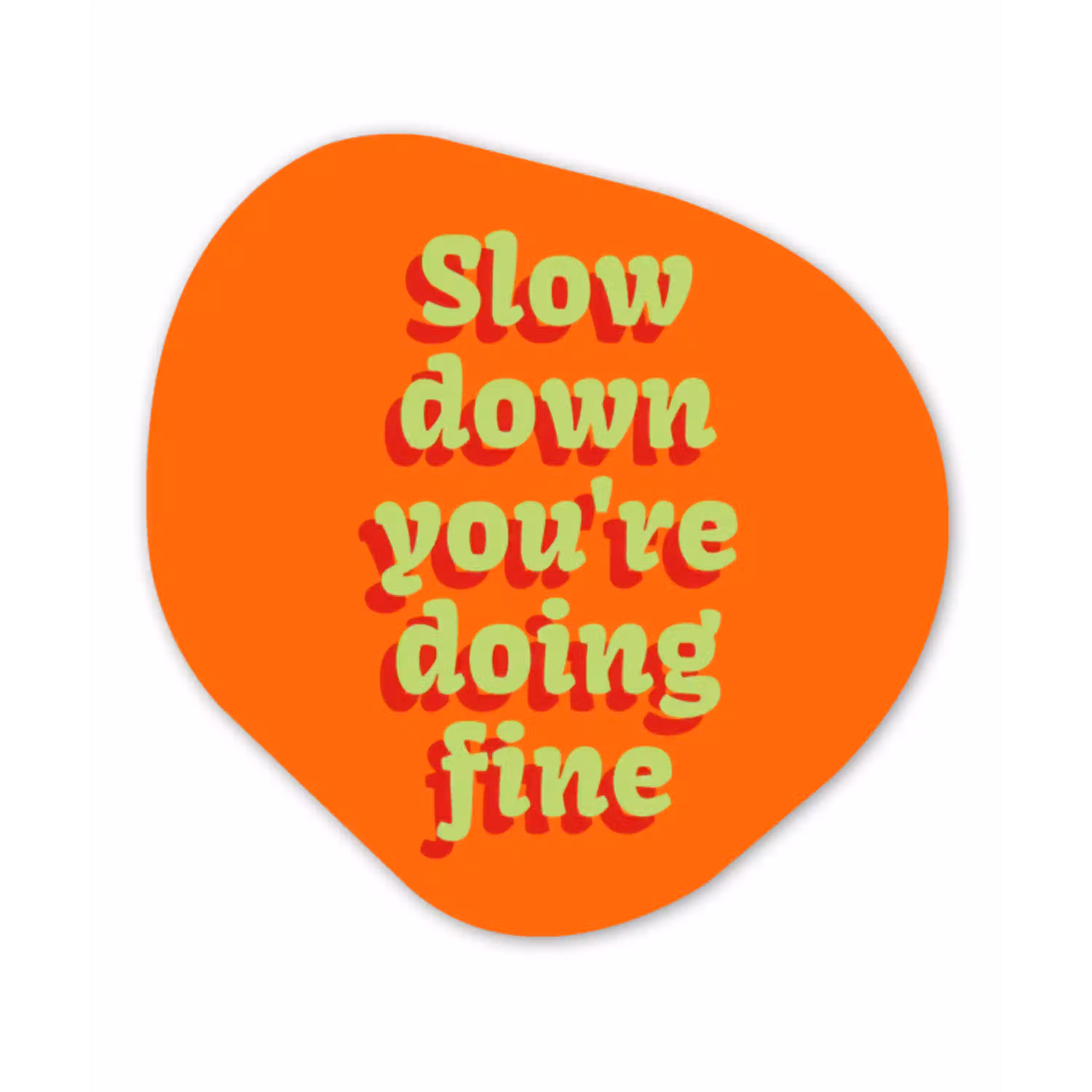 Oranje - Slow down you're doing fine - Retro Wandcirkel Organisch Aluminium middel -3d