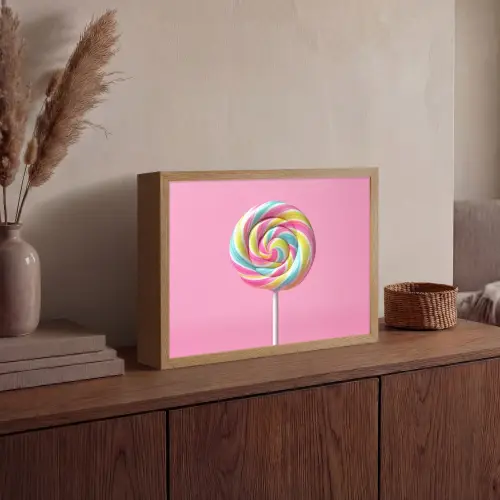 Lolly - Roze - Snoep - Zoet Light Box met batterij (Wandlamp) middel -sfeer2