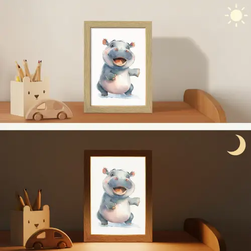 Nijlpaard - Baby dier - Dieren Light Box met kabel klein -sfeer3_kind