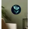 Bladeren - Bloem - Glazen - Donkerblauw Wandcirkel behangsticker klein -sfeer2