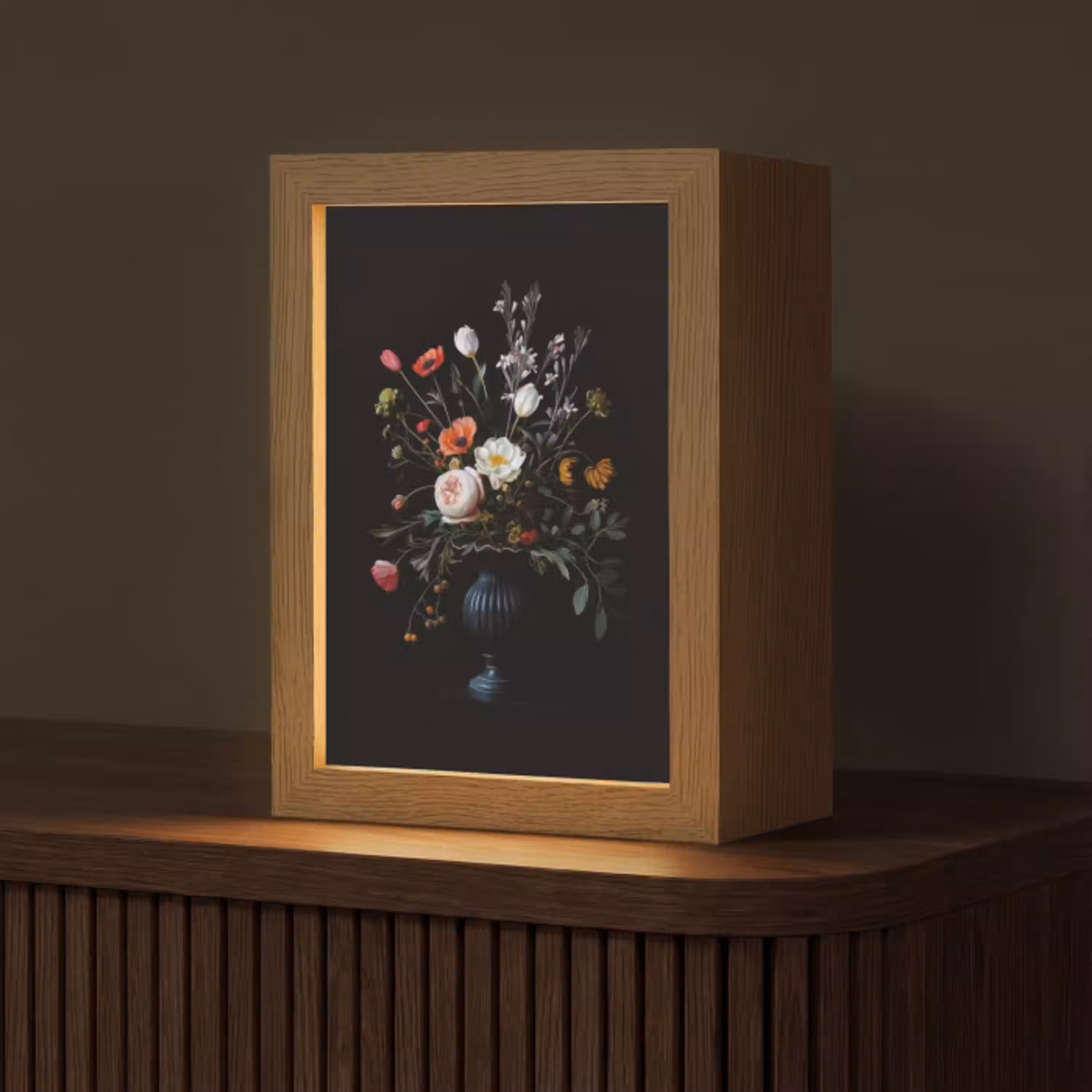 Bloemstuk - Vaas - Zwart Light Box met kabel (Tafellamp) klein -z3d_website