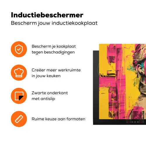 Vrouw - Verfstrepen - Gekleurd Inductie beschermer vinyl 3mm klein -zzzzzzz-td-ups