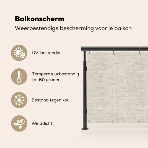 Linnen - Textuur - Beige Balkonbeschermer Duitsland klein 596 -specs_NL