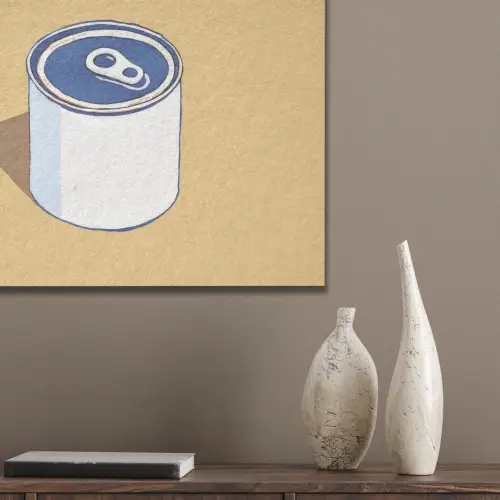Blikje - Minimalistisch - Blauw - Illustratie PET vilt klein -sfeer6_closeup