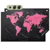 Wereldkaart - Roze - Marmer Inductie beschemer met haakjes klein -3d