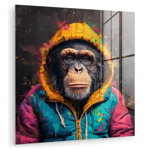 Graffiti - Chimpansee - Jas - Aap - Verf plexiglas 5mm klein -zzzproduct_nieuw