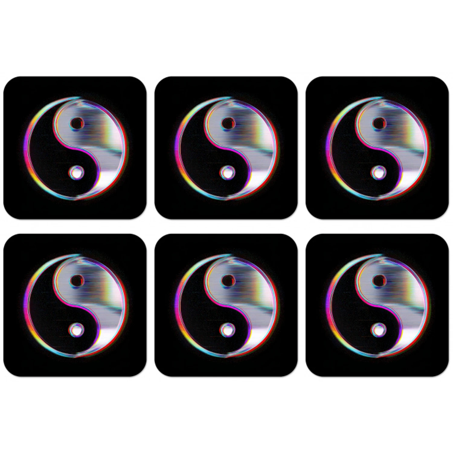 Yin-Yang - Cirkel - Regenboog onderzetter kurk middel -zkaufland3dotto