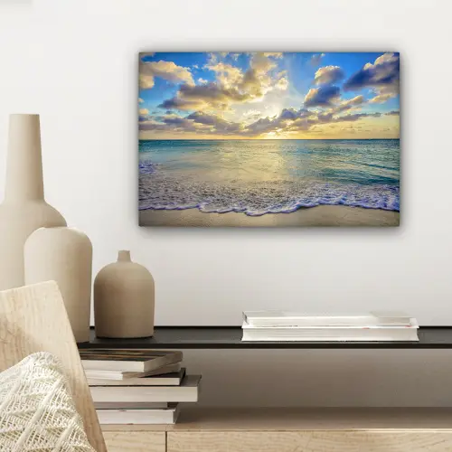 Zee - Strand - Wolken - Zon canvas 2cm klein -sfeer6