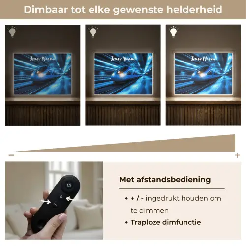 Trein - Blauw - Neon Light Box met batterij (Wandlamp kind) middel -USP_dimbaarNL