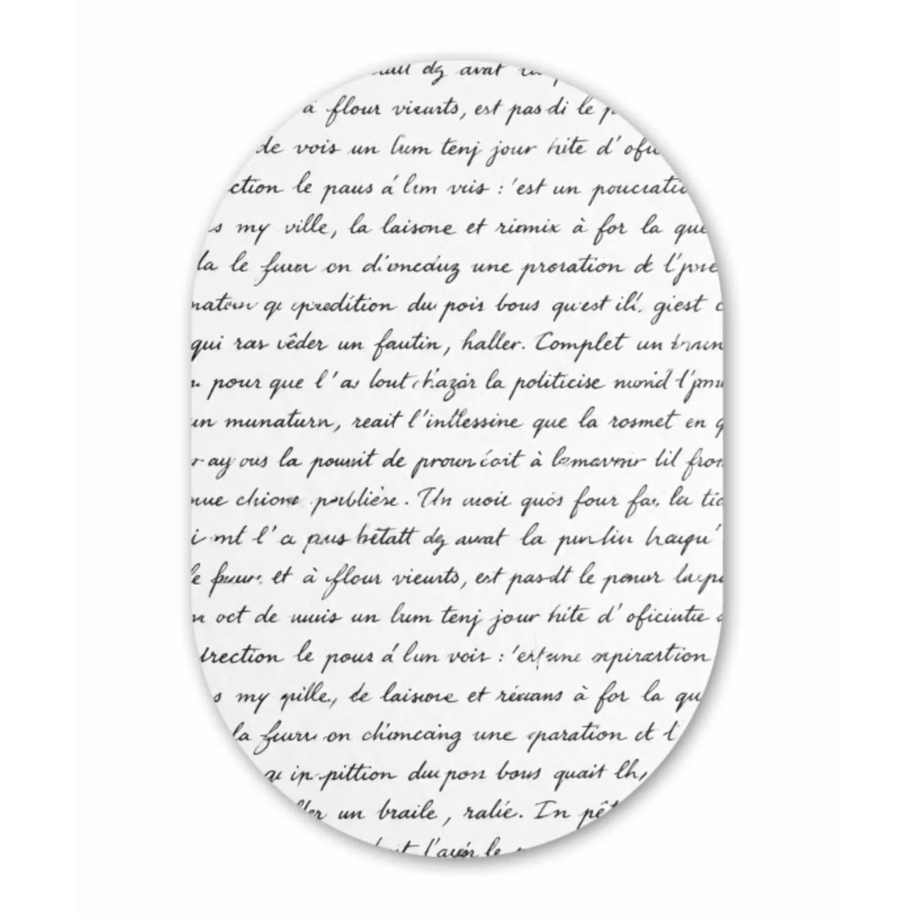 Tekst - Handschrift - Klassiek - ZwartWit Wandcirkel Ovaal Aluminium middel -3d
