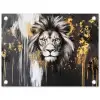 Leeuw - Portret - Verfspatten - Grijs tuinposter los doek klein -3d