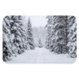Bos - Winter - Sneeuw - Pad - Natuur Badmat klein -3d