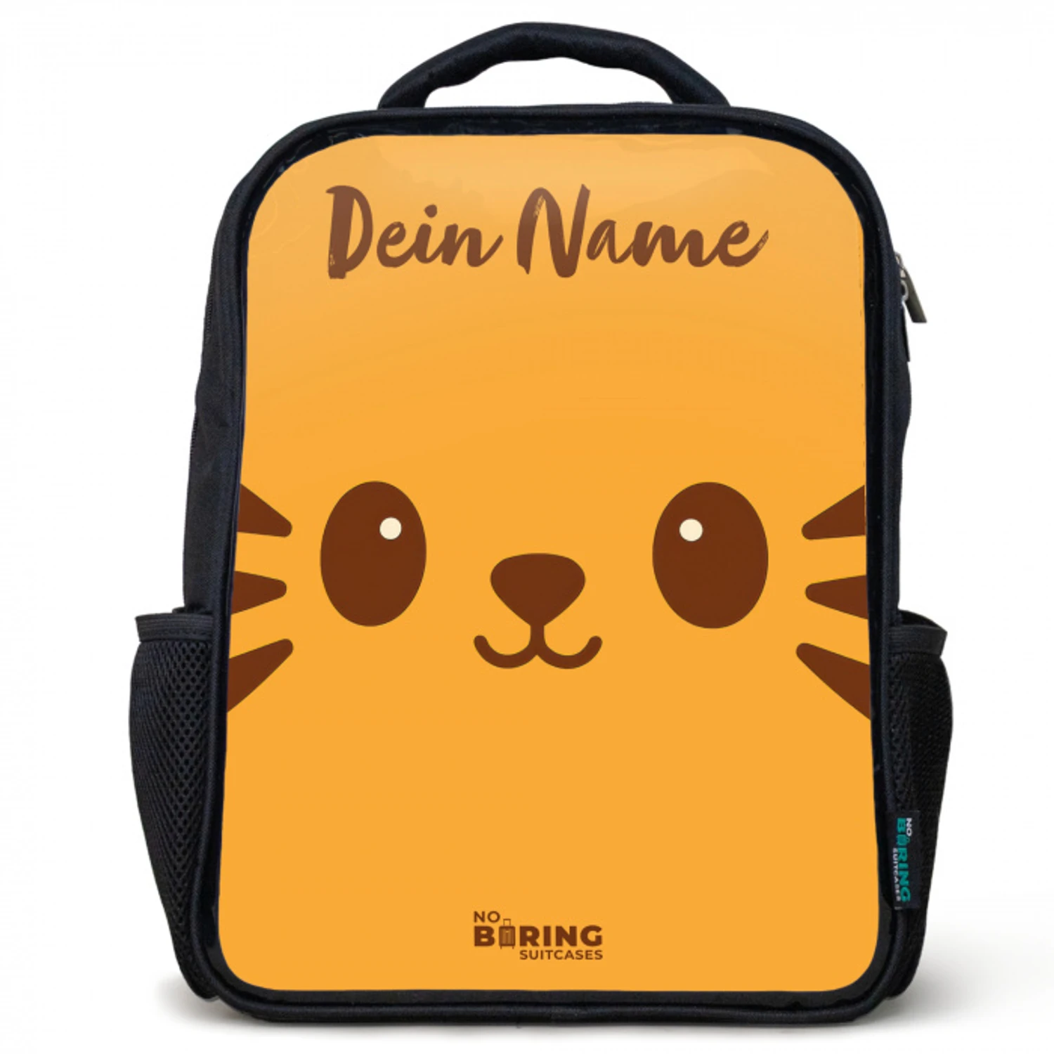 Kawai - Tijger - Oranje Rugzak - Zwart middel -3d