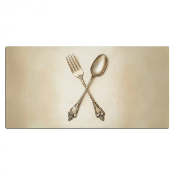 Beige - Vintage - Bestek Muismat XXL klein -3d_leeg