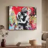 Graffiti - Zwart wit - Street art Textielframe zwart klein -sfeer3