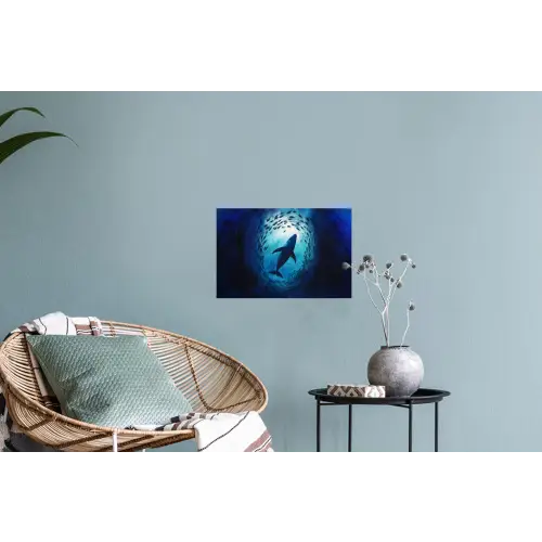 Walvis - Vissen - Donkerblauw Muursticker klein -plant
