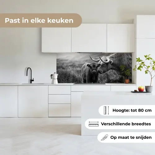 Schotse hooglander - Kalf - Zwart - Wit keuken achterwand 2 middel -sfeer4_NL