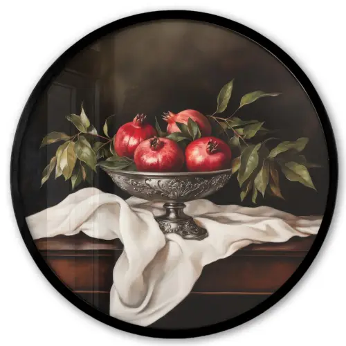 Granaatappels - Klassiek - Vintage Fotolijst rond zonder passe partout klein -3d