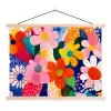 Bloemen - Kleurrijk - Stippen textielposter latten blank klein -3d