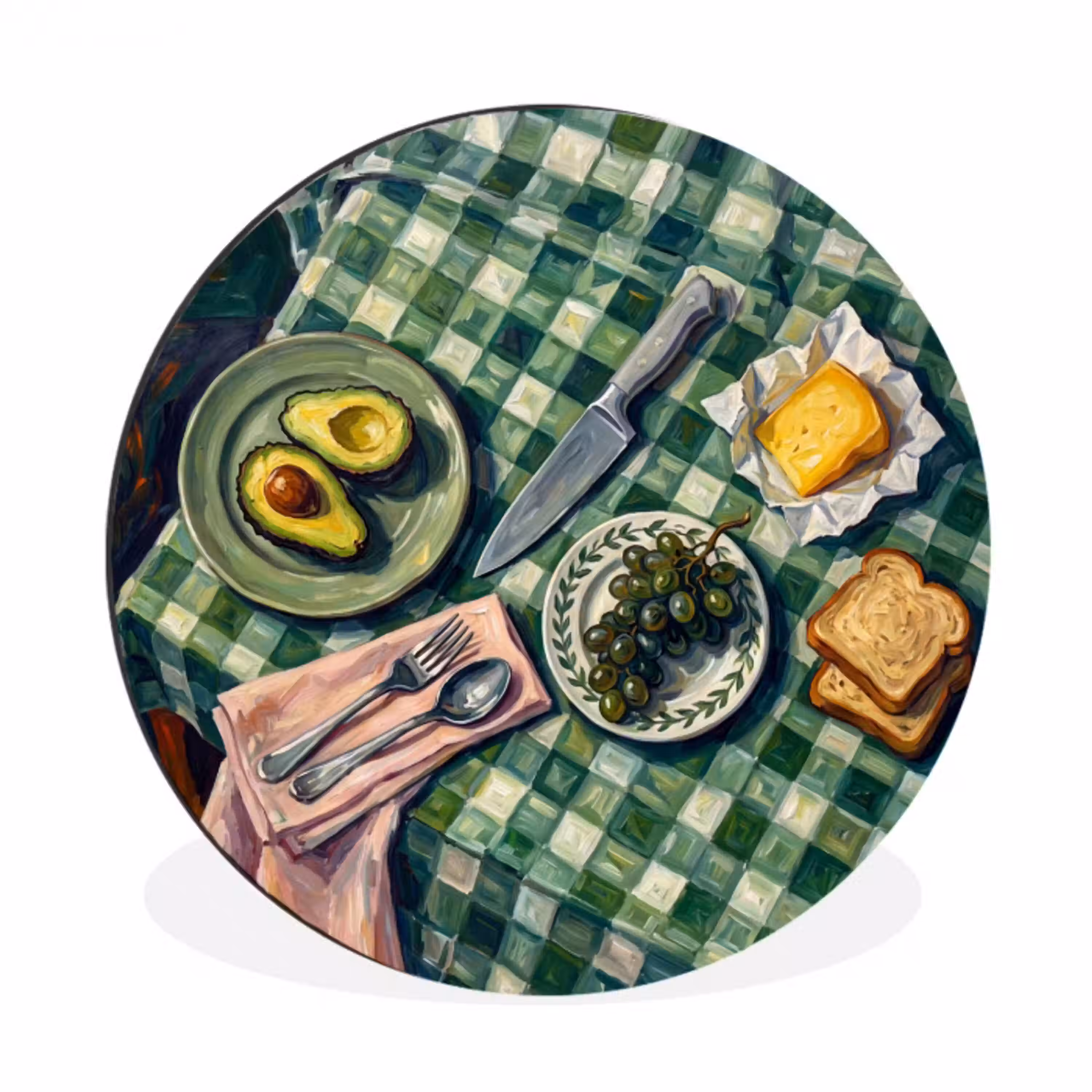 Eten - Ontbijt - Tafel - Modern - Groen Wandcirkel aluminium klein -3d