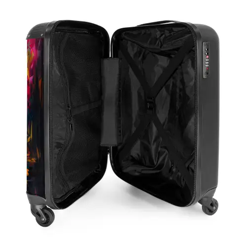 Flamingo in kleurrijke omgeving van olieverf NBS - Handbagage koffer - Kinderen Unisex middel -binnenkant