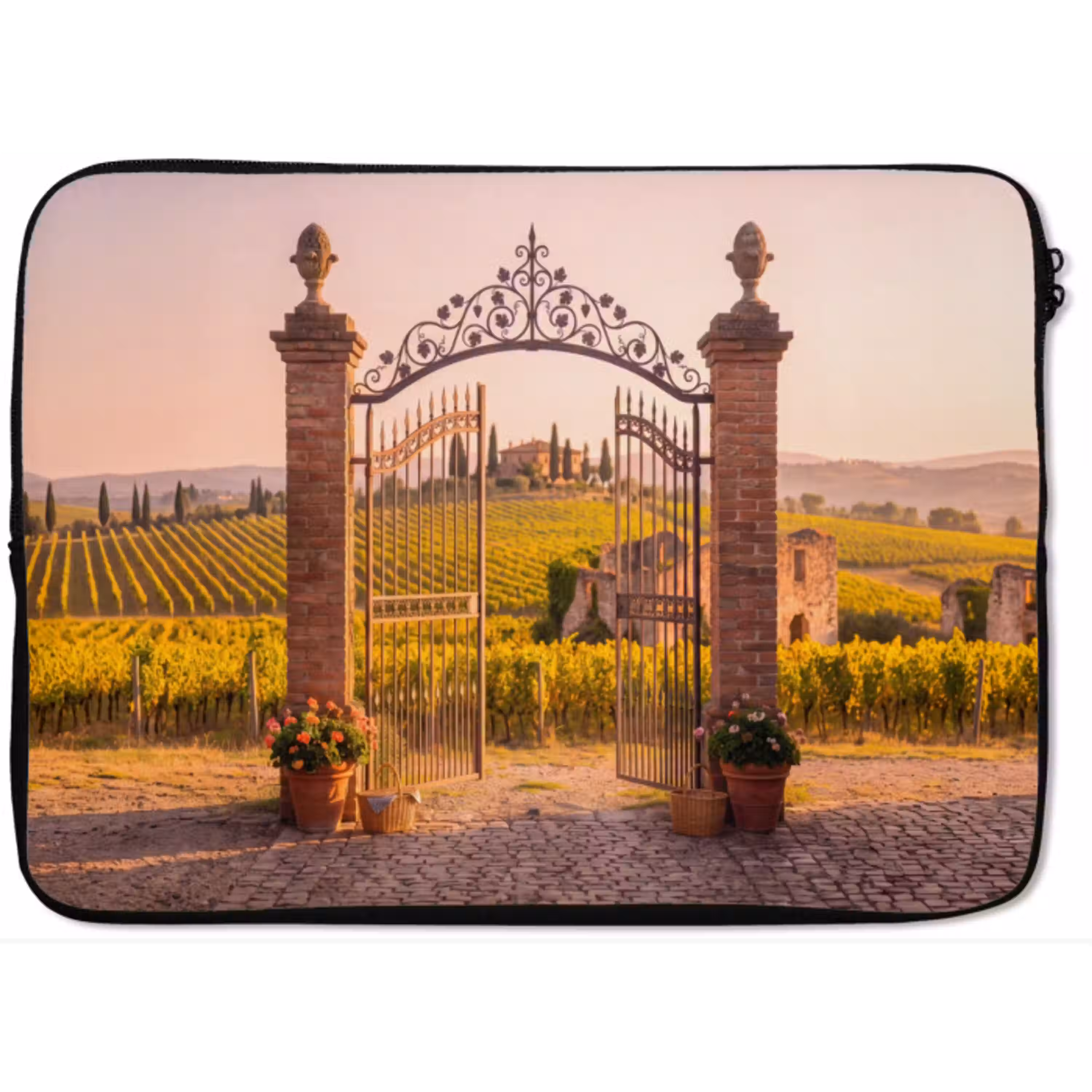 Poort - Landschap - Platteland - Zonlicht - Warm laptophoes neopreen klein -zkaufland3dotto